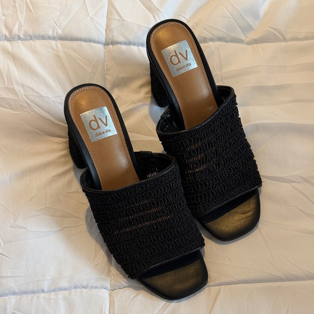 DV by Dolce Vita Black Textured Mules